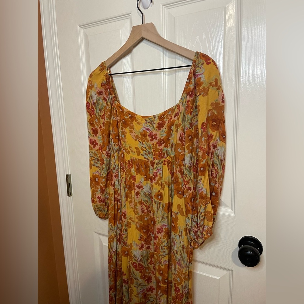 Vestique Whimsical Cottagecore Floral Poppy 3/4 Sleeve Maxi Dress Size Medium - Picture 3 of 10
